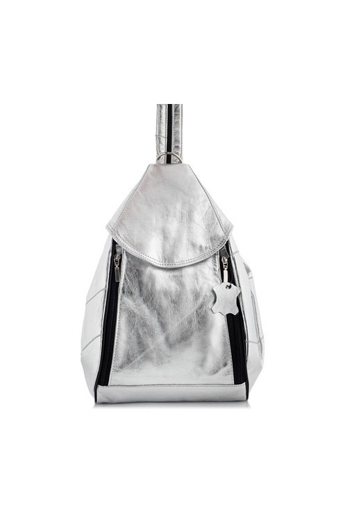 Srebrny Torebko Plecak 2w1 Skórzany Rene10 - 