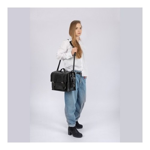 Plecak torba 2w1 skórzany vintage czarny BR9 - 