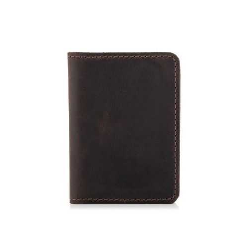 Mini portfel na karty skórzany brązowy CH01 - 