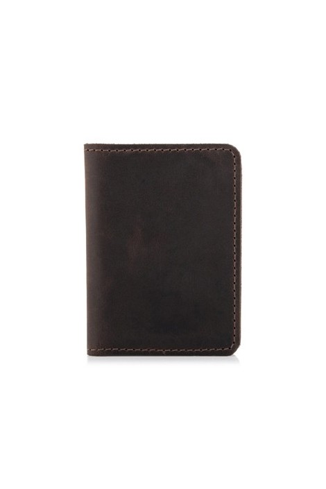 Mini portfel na karty skórzany brązowy CH01 - 