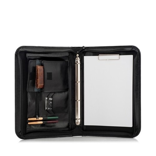 Skórzany Organizer Czarny na Dokumenty 01SB -  Skórzany Organizer Czarny na Dokumenty 01SB -