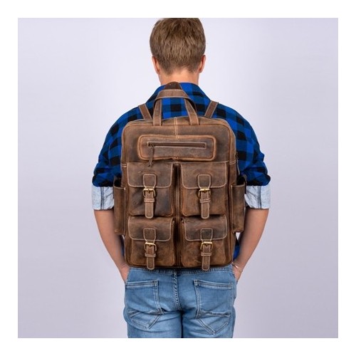 Plecak Vintage Skórzany Brąz Outlander VL7 - 