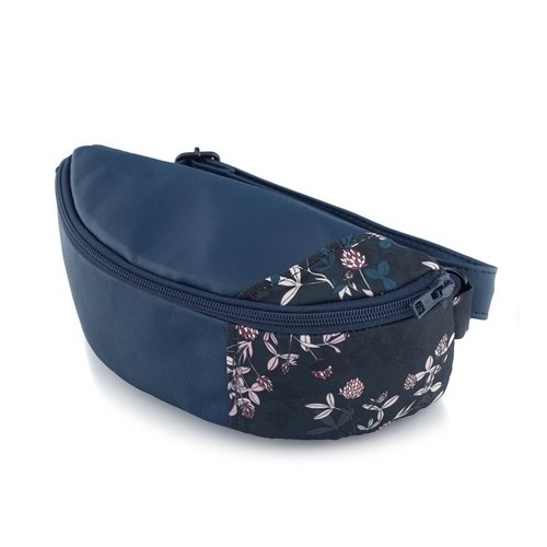 Nerka w Kwiaty Skóra Eko Granatowa Okinawa - 
