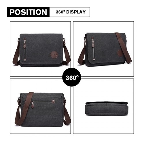 Torba Vintage Męska z Płótna Grafit Karston - 