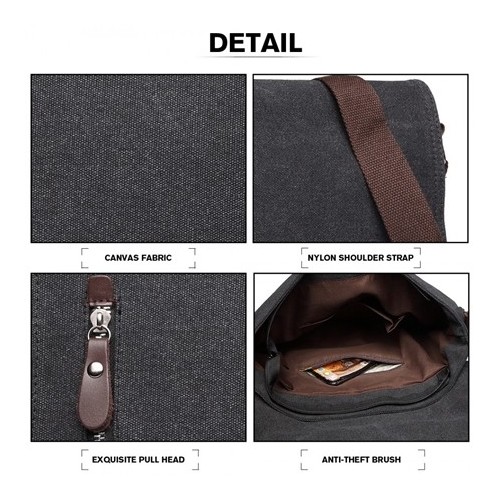 Torba Vintage Męska z Płótna Grafit Karston - 