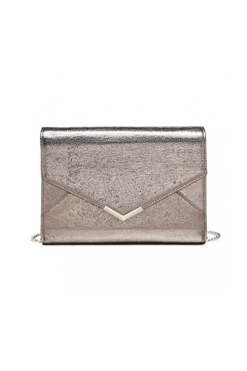 Szara Metaliczna Kopertówka Wieczorowa Vila - 