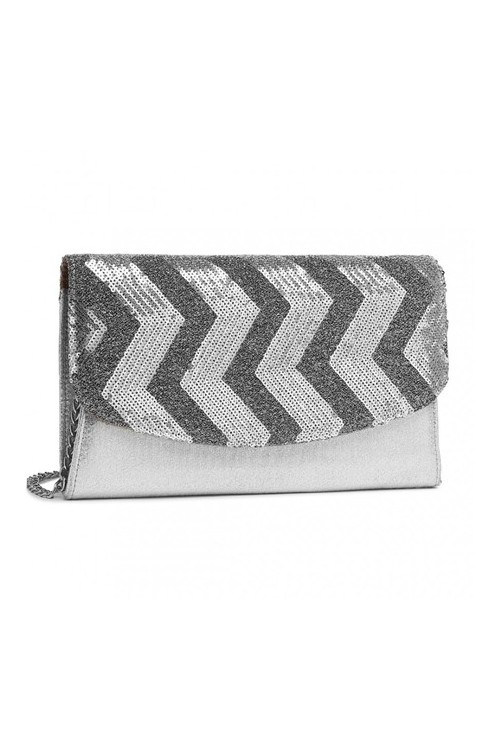 Błyszcząca Torebka z Cekinami Srebrna Loveti - 