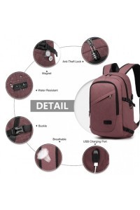 Plecak na Laptopa 15,6 USB Burgundy Compact - 