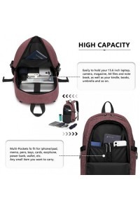 Plecak na Laptopa 15,6 USB Burgundy Compact - 