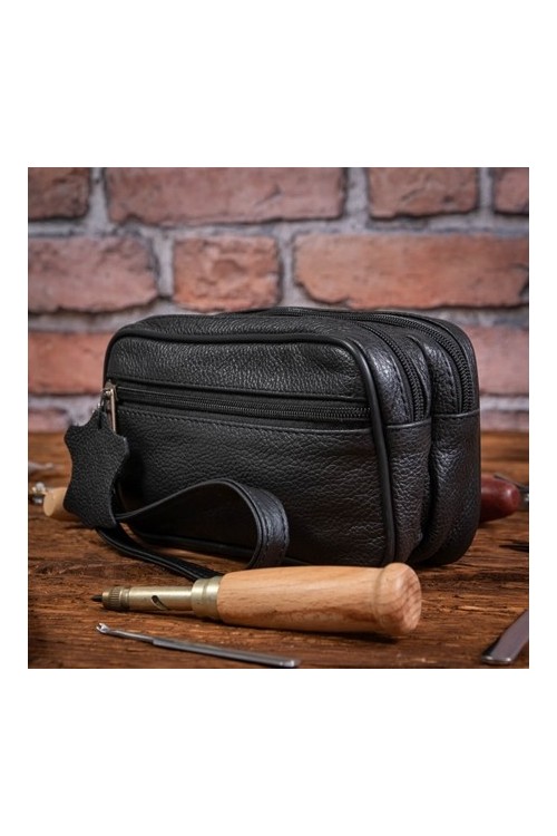 Kabura Saszetka do Paska Skóra Czarna S4DD - 