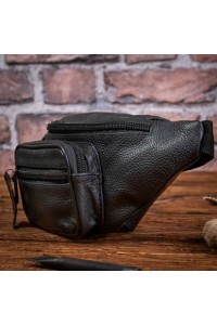 Średnia Nerka Męska Skórzana Czarna N2 - 