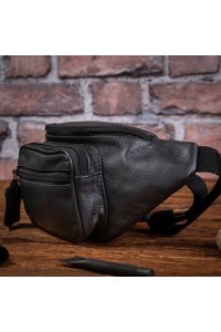 Duża Nerka Skórzana Męska Czarna N3 - 