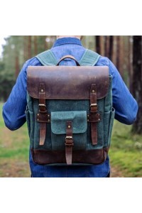 Plecak Skórzano Płócienny na Laptopa BF51 - 
