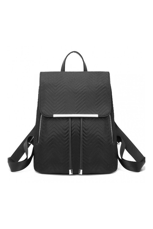 Pikowany Plecak Damski Czarny Nylon Flossy -