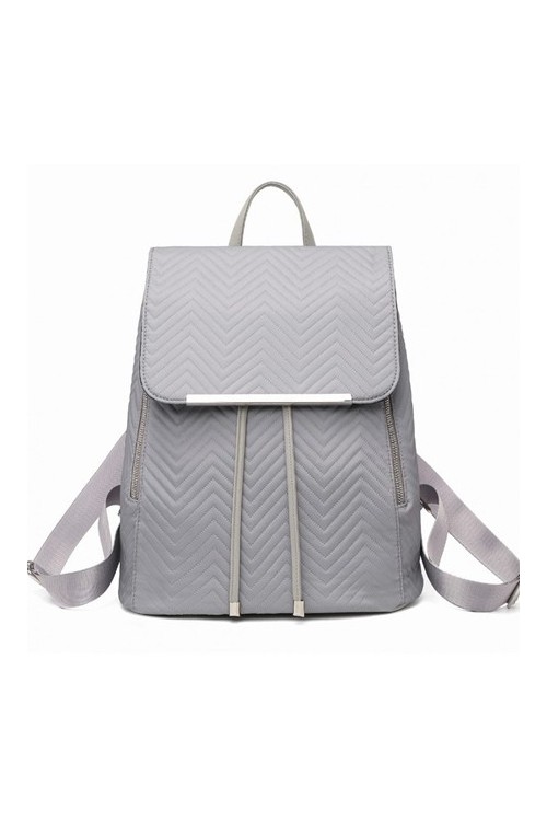 Pikowany Plecak Damski Szary Nylon Flossy -