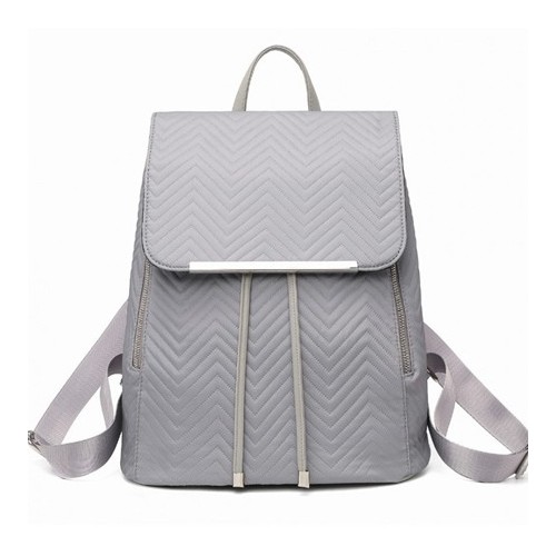 Pikowany Plecak Damski Szary Nylon Flossy - 
