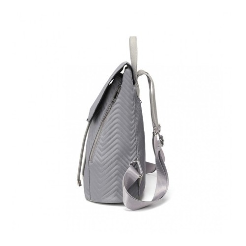 Pikowany Plecak Damski Szary Nylon Flossy - 