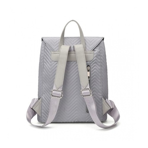 Pikowany Plecak Damski Szary Nylon Flossy - 