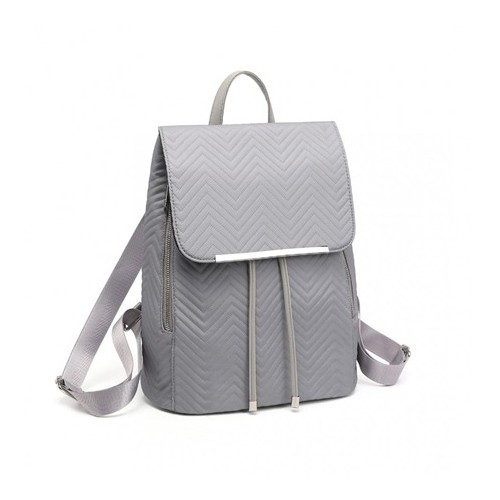 Pikowany Plecak Damski Szary Nylon Flossy - 