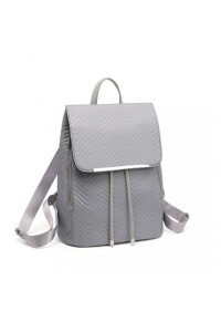 Pikowany Plecak Damski Szary Nylon Flossy - 