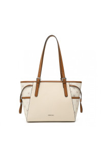 Beżowo Brązowa Średnia Torebka Shopper Bag Julien 