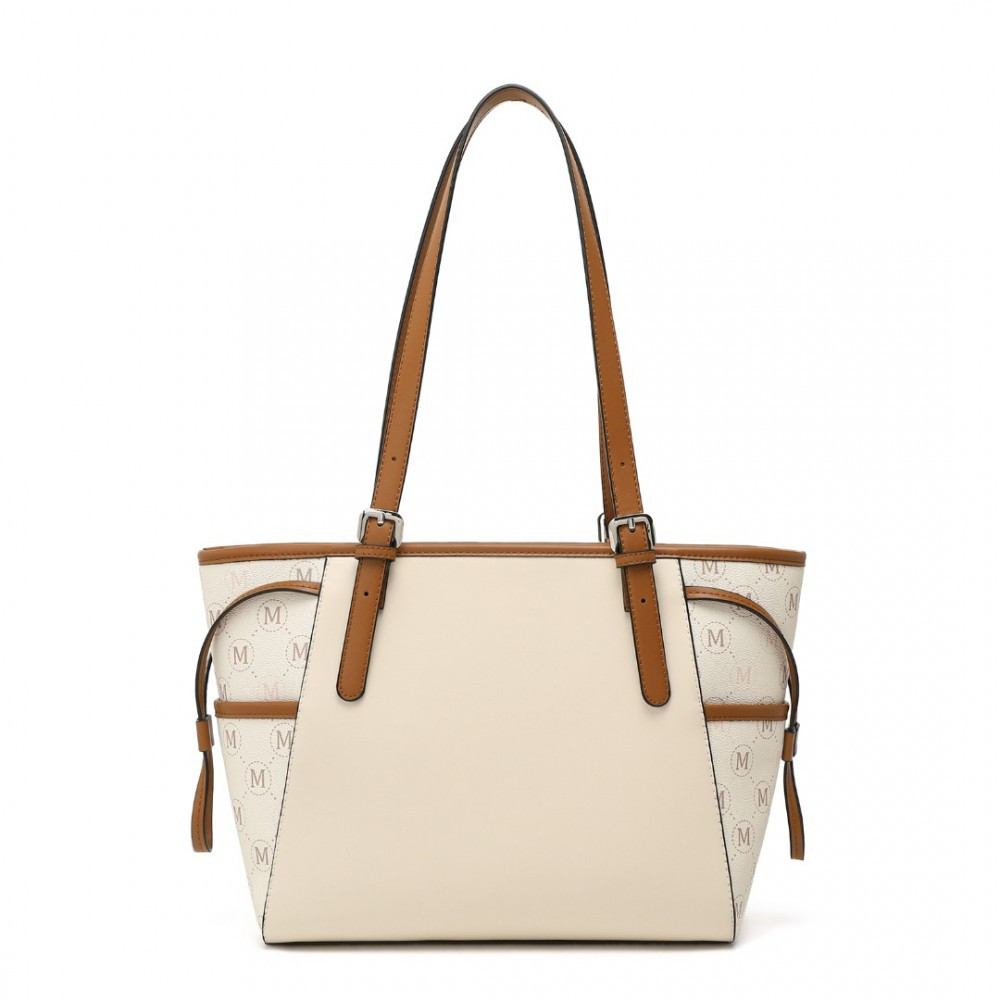 Beżowo Brązowa Średnia Torebka Shopper Bag Julien 