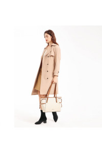 Beżowo Brązowa Średnia Torebka Shopper Bag Julien 