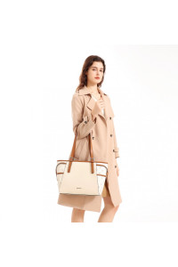 Beżowo Brązowa Średnia Torebka Shopper Bag Julien 