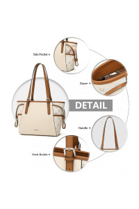 Beżowo Brązowa Średnia Torebka Shopper Bag Julien 