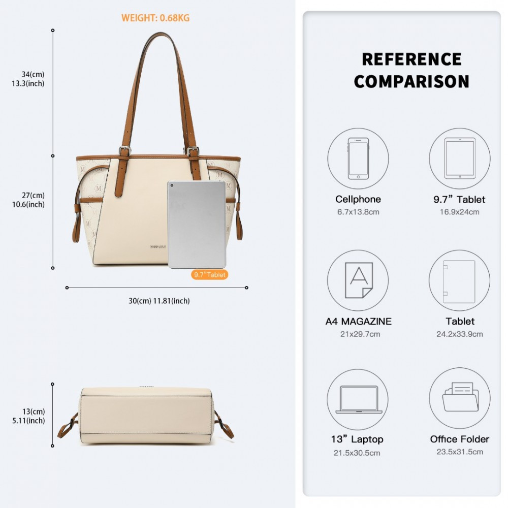 Beżowo Brązowa Średnia Torebka Shopper Bag Julien 