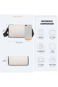 Jasnobeżowa Owalna Torebka Cylider Crossbody Skórzana Ollow 