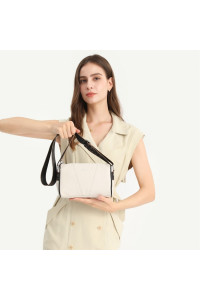 Jasnobeżowa Owalna Torebka Cylider Crossbody Skórzana Ollow 