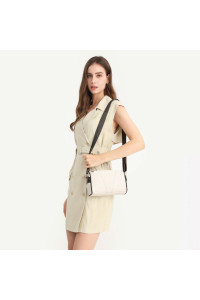 Jasnobeżowa Owalna Torebka Cylider Crossbody Skórzana Ollow 