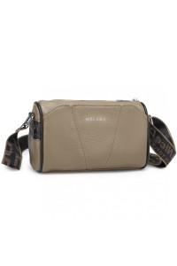 Khaki Owalna Torebka Cylider Crossbody Skórzana Ollow 