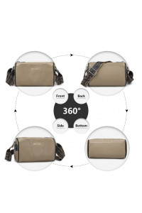 Khaki Owalna Torebka Cylider Crossbody Skórzana Ollow 