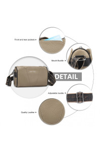 Khaki Owalna Torebka Cylider Crossbody Skórzana Ollow 