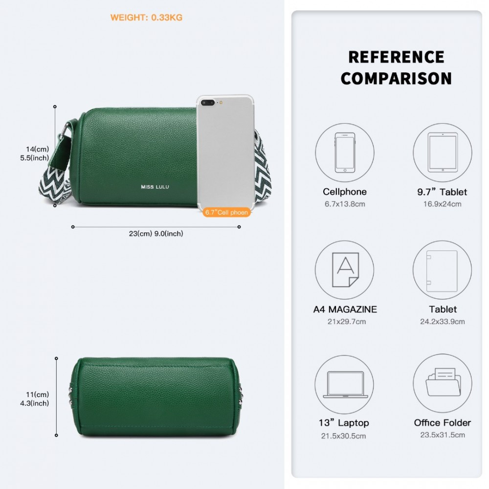 Zielona Torebka Cylider Crossbody Skóra Naturalna Roal 