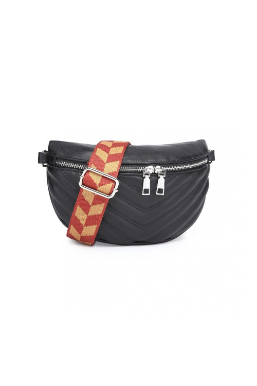 Czarna Elegancka Torebka Nerka Damska na Szerokim Pasku Galia 