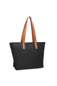 Czarna Nylonowa Torba Shopper Bag z Uchwytem Lozza 