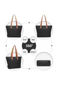 Czarna Nylonowa Torba Shopper Bag z Uchwytem Lozza 