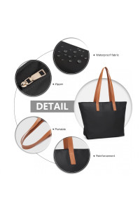 Czarna Nylonowa Torba Shopper Bag z Uchwytem Lozza 