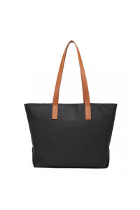 Czarna Nylonowa Torba Shopper Bag z Uchwytem Lozza 