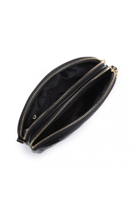 Czarna Pikowana Torebka Półksiężyc Wizytowa z Frędzlami Fare 