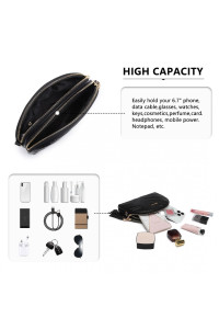 Czarna Pikowana Torebka Półksiężyc Wizytowa z Frędzlami Fare 