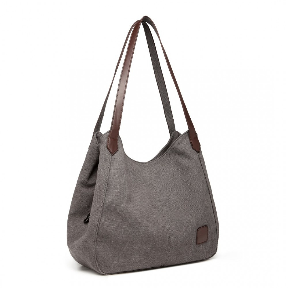 Szara Torebka Worek Hobo z Płótna Canvas Arima 