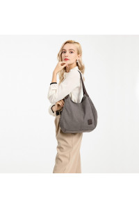 Szara Torebka Worek Hobo z Płótna Canvas Arima 