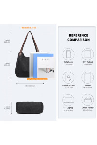 Czarna Torebka Worek Hobo z Płótna Canvas Arima 