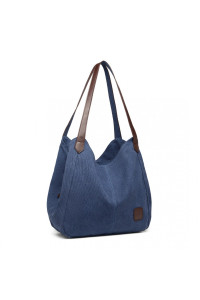 Granatowa Torebka Worek Hobo z Płótna Canvas Arima 