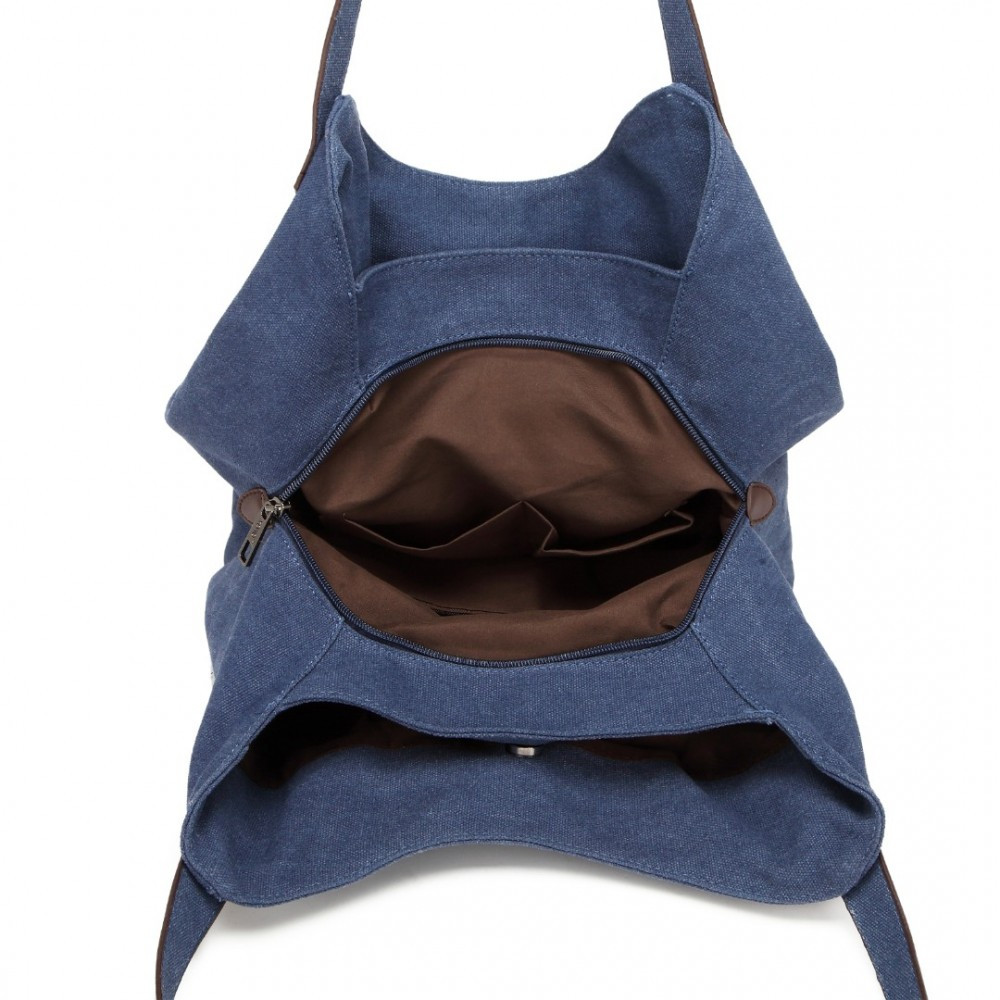 Granatowa Torebka Worek Hobo z Płótna Canvas Arima 