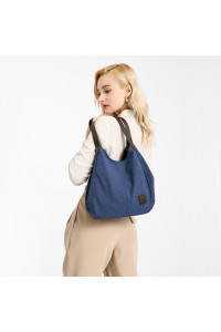 Granatowa Torebka Worek Hobo z Płótna Canvas Arima 